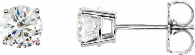 Sterling Silver 5 mm Imitation White Cubic Zirconia Earrings