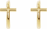 14K Yellow 11.8 mm Cross Hoop Earrings