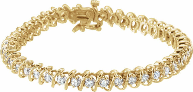 14K Yellow 3 1/3 CTW Natural Diamond Line 7" Bracelet