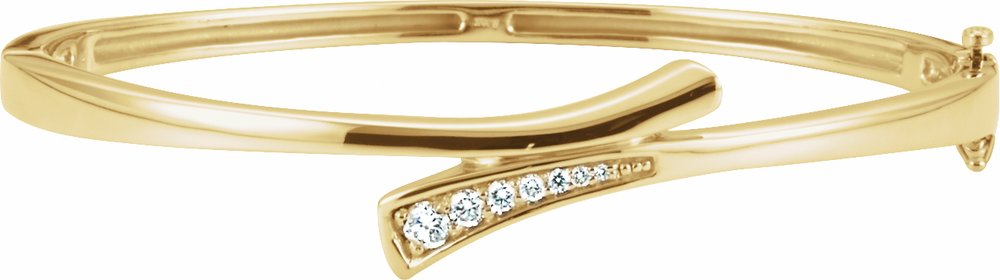 14K Yellow Gold 1/4 CTW Natural Diamond 6 1/2" Bangle Bracelet 