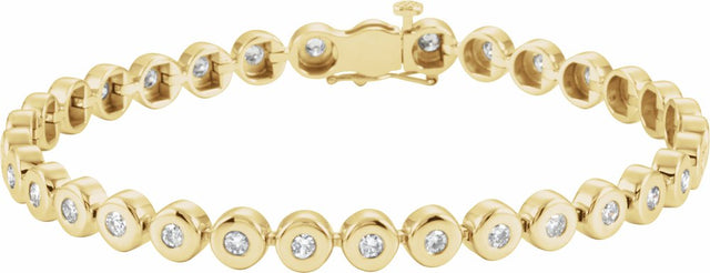 14K Yellow Gold 2 CTW Natural Diamond Bezel-Set Line 7" Bracelet