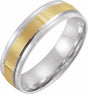 10K White/Yellow 6 mm Grooved Band Size 10.5