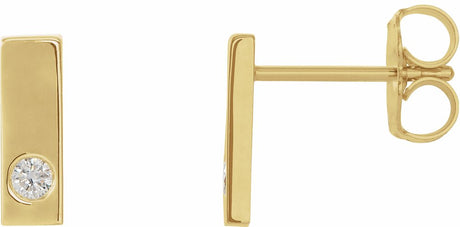 14K Yellow Gold .06 CTW Natural Diamond Bar Earrings