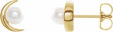 14K Yellow Gold Cultured White Freshwater Pearl Earrings
