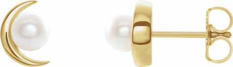 14K Yellow Gold Cultured White Freshwater Pearl Earrings