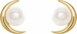 14K Yellow Gold Cultured White Freshwater Pearl Earrings