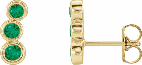 14K Yellow Gold Lab-Grown Emerald Ear Climbers