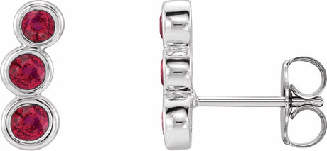 14K White Gold Natural Ruby Ear Climbers