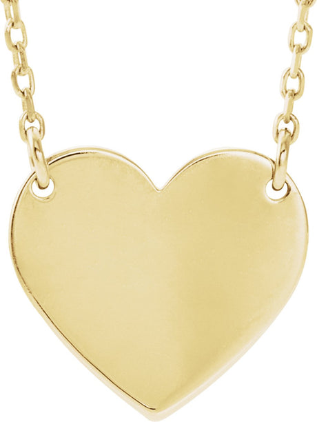 14K Yellow Gold Engravable Heart 16-18" Necklace