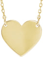 14K Yellow Gold Engravable Heart 16-18" Necklace