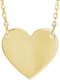 14K Yellow Gold Engravable Heart 16-18" Necklace