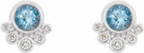 14K White Gold Natural Aquamarine & 1/8 CTW Natural Diamond Earrings