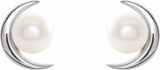 14K White Cultured White Freshwater Pearl Earrings