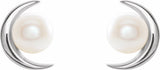 14K White Gold Cultured White Freshwater Pearl Earrings