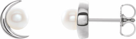 14K White Gold Cultured White Freshwater Pearl Earrings