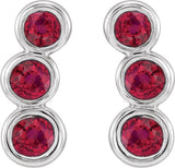 14K White Gold Natural Ruby Ear Climbers