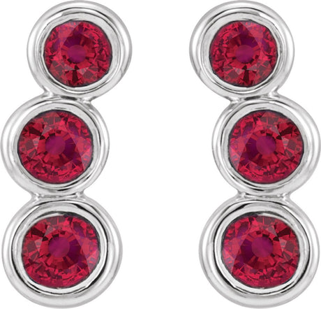 14K White Gold Natural Ruby Ear Climbers