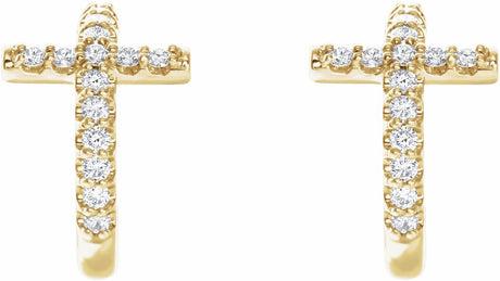 14K Yellow 1/4 CTW Natural Diamond Cross 12.15 mm Hoop Earrings