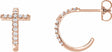 14K Rose 1/4 CTW Natural Diamond Cross 12.15 mm Hoop Earrings