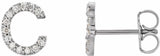 14K White Gold 1/10 CTW Natural Diamond Initial C Earrings