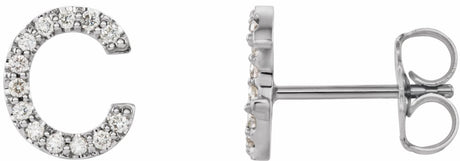14K White Gold 1/10 CTW Natural Diamond Initial C Earrings