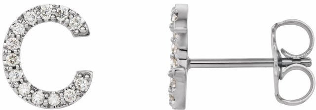 14K White Gold 1/10 CTW Natural Diamond Initial C Earrings