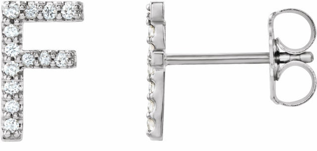 14K White .08 CTW Natural Diamond Initial F Earrings