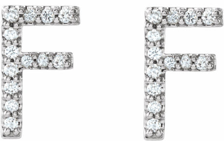 14K White .08 CTW Natural Diamond Initial F Earrings