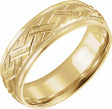 10K Yellow Gold 7 mm Milgrain Woven-Design Comfort-Fit Half Round Band Size 10