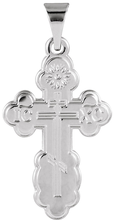 14K White St. Olga Orthodox Cross Pendant