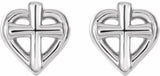 Sterling Silver Cross with Heart Youth Earrings