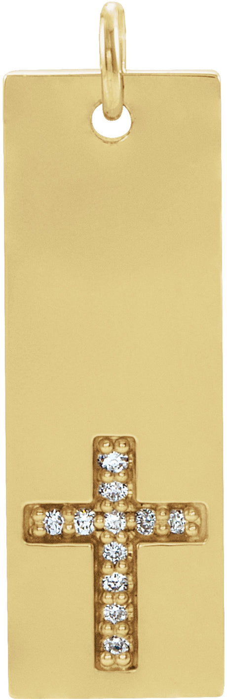 14K Yellow .03 CTW Natural Diamond Bar Cross Pendant