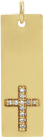 14K Yellow .03 CTW Natural Diamond Bar Cross Pendant