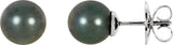 14K Palladium White Gold 8 mm Cultured Gray Tahitian Pearl Earrings