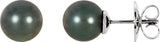 14K Palladium White Gold 8 mm Cultured Gray Tahitian Pearl Earrings