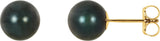 14K Yellow Gold 7 mm Cultured Black Akoya Pearl Earrings