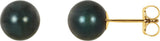 14K Yellow Gold 7 mm Cultured Black Akoya Pearl Earrings