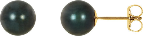 14K Yellow Gold 7 mm Cultured Black Akoya Pearl Earrings