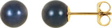 14K Yellow Gold 6 mm Cultured Black Akoya Pearl Earrings