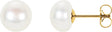 14K Yellow Panache® Cultured White Freshwater Pearl Stud Earrings