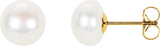 14K Yellow Panache® Cultured White Freshwater Pearl Stud Earrings