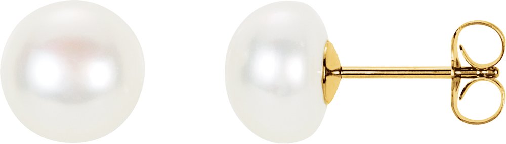 14K Yellow Gold Panache® Cultured White Freshwater Pearl Stud Earrings