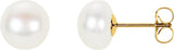14K Yellow Gold Panache® Cultured White Freshwater Pearl Stud Earrings