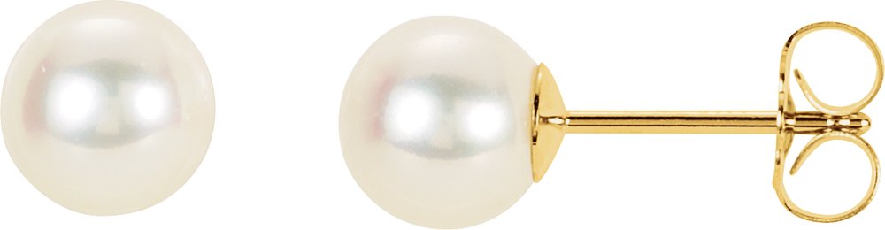 14K Yellow Panache® Cultured White Freshwater Pearl Stud Earrings