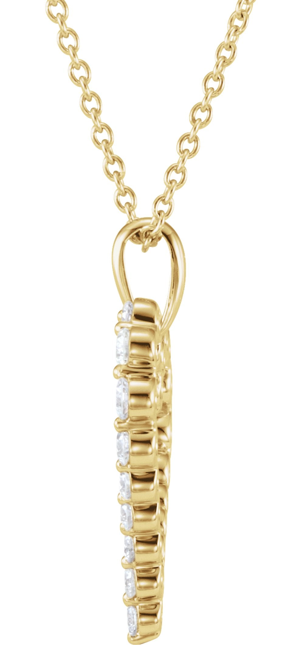 14K Yellow Gold 1 CTW Natural Diamond Heart 18" Necklace 