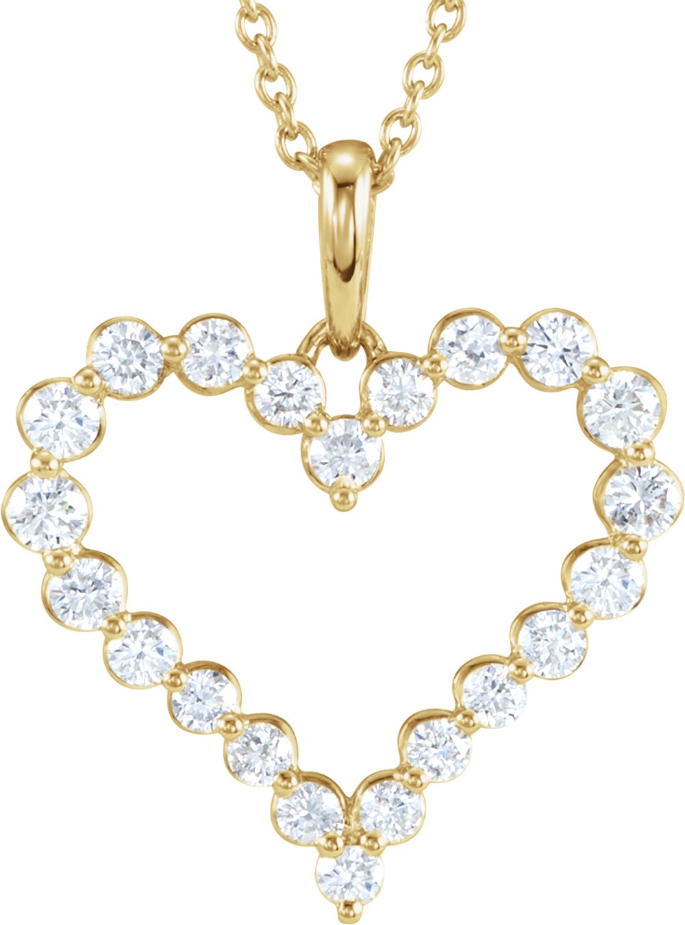 14K Yellow 1 CTW Natural Diamond Heart 18" Necklace 