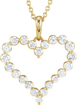 14K Yellow 1 CTW Natural Diamond Heart 18" Necklace 