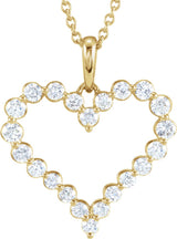 14K Yellow Gold 1 CTW Natural Diamond Heart 18" Necklace 