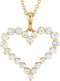 14K Yellow Gold 1 CTW Natural Diamond Heart 18" Necklace 