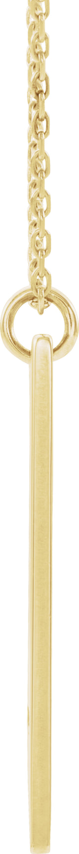 14K Yellow Gold Engravable Pierced Cross Bar 16-18" Necklace